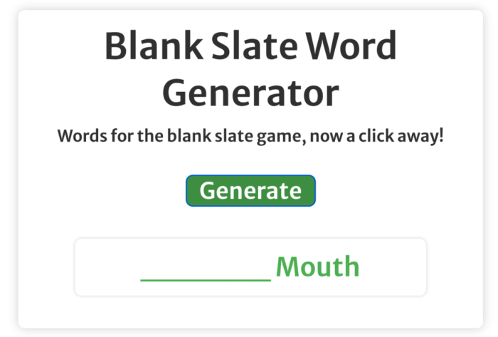 Blank slate word list pdf