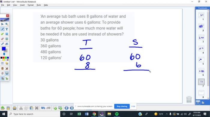 An average bathtub uses 8 gallons of water