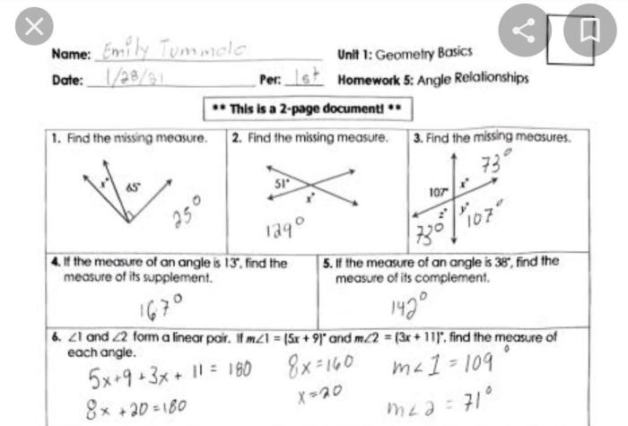 Unit 1 geometry basics test