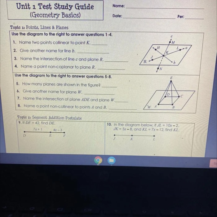 Unit 1 geometry basics test