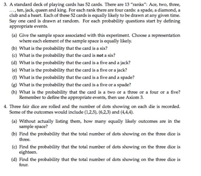 Probability with deck of cards worksheet